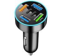 Psdndeww Solution de charge de voiture efficace avec 66 W réparti entre Super et USB C et USB A Port Adaptateur de charge efficace pour téléphone chargeur de voiture