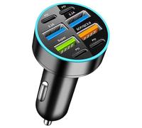 Psdndeww Solution de charge de voiture efficace avec 66 W réparti entre Super et USB C et USB A Port Adaptateur de charge efficace pour téléphone chargeur de voiture