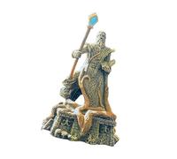 Psdndeww Statue de magicien en résine pour aquarium, figurine antique idéale pour créer des habitats sous-marins, abris pour poissons et crevettes