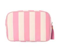 Psdndeww Trousse de maquillage à pompons avec plusieurs compartiments pour voyage et utilisation quotidienne en 6 couleurs élégantes, Riz Fen, Beauté de masse