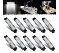 PSEQT Lot de 10 bandes lumineuses LED intérieures de bateau, éclairage de courtoisie marine, éclairage de navigation pour ponton, kayak, yacht, bateau à voile (blanc)