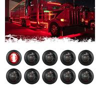 PSEQT Lot de 10 feux de position latéraux ronds à DEL de 1,9 cm pour remorque, clignotants, feux de position étanches pour pickup, camion, voiture, bus, Wrangler, camionnette, camping-car, VTT, UTV