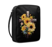 Psesaysky Étui de transport multi-usage pour femme avec motif croix de tournesol, protection de marque-page de la Bible, grande taille