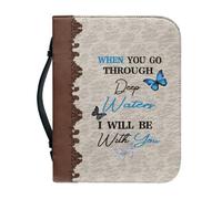 Psesaysky Housse de bible légère en polyuréthane avec poche intégrée et emplacements pour stylo - Housse de protection pour livre - Cadeau chrétien