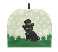 Psesaysky Théière isolante en forme de dôme avec motif de feuilles vertes et chats - Grand couvre-théière pour la Saint-Patrick - Pour garder au chaud