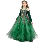 PSFDEWT 1 Set Fairy Costume for Girls, Elegant Mystery Fashion Green Halloween Costumes, Long Fairy Cosplay Night Robe, L Costume