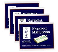 PSFDEWT Cartes Mahjong 2024 4pcs Blue National Mahjong Cartes Handles et règles Standard 2024 Grands scorers imprimés