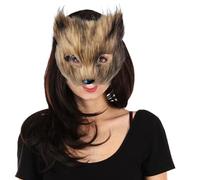 PSFDEWT Masque Therian Mask Mask Furry Halloween Fox avec Groupe élastique Cat Therrian Gear for Cosplay, Halloween Party, Masquerade Costume Brown Fox
