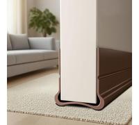 PSFLiang 93cm Marron Bas de Porte Calfeutrer, Silicone Bande D'étanchéité, Isolation Porte pour Les Portes de 3.5 à 5.5 cm d'épaisseur avec Un Espace inférieur de 0.3 à 2.6 cm.