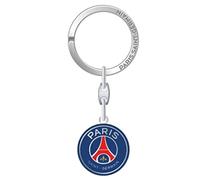 LA PLUME DOREE Porte-clefs PSG en métal - ballon bleu et argent - Dimensions du ballon : 2.5 x 1.25 cm