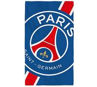PSG Cropped | Serviette de bain 70x120 cm | Paris Saint Germain | 100% Coton certifié OEKO-TEX | Drap de plage velours et bouclette | Bleu