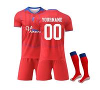 PSG Maillot de Football Personnalisé avec Nom Nombre, Paris Ensemble de Foot Entraînement T-Shirt Short et Chaussettes pour Garçon Et Homme