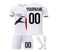 PSG Maillot de Football Personnalisé avec Nom Nombre pour Garçon Et Homme, Paris Ensemble de Foot Entraînement T-Shirt Short et Chaussettes