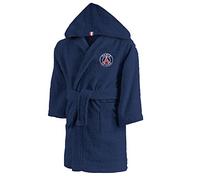 PSG Peignoir à Capuche Brodé Enfant Garçon Lignes | 100% Coton certifié Oeko-TEX | Bleu | Robe de Chambre Enfant