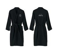 PSG Premium Peignoir adulte brodé Taille S | 100% Coton | Oeko-Tex | Noir