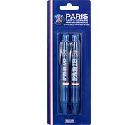 PSG Stylo bille rétractable Lot de 2 - Collection officielle PARIS SAINT GERMAIN - Rentrée scolaire