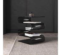 PSHCEE Table Basse Moderne en Acrylique Transparent en Forme de S, Table d'appoint avec Rangement pour Livres et Magazines, Chevet pour Salon, Chambre ou Bureau, Black
