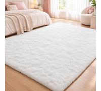 PSHQYI Tapis Salon Shaggy Dessous Antidérapant Ultra Doux 170x240cm Blanc | Antidérapant Rugs Lavable En Machine Moderne Élégant Pour Salle À Manger Ou Cuisine