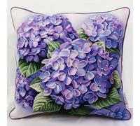Pskgbxmu Ensemble De Broderie Coussin Au Point De Croix Kits De Points De Croix Estampillés DIY Main Brodé Housse sans Noyau d'oreiller Hortensia 45x45 cm