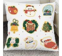 Pskgbxmu Ensemble De Broderie Coussin Au Point De Croix Kits De Points De Croix Estampillés DIY Main Brodé Housse sans Noyau d'oreiller Motif de dessin animé 45x45 cm
