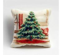Pskgbxmu Ensemble De Broderie Coussin Au Point De Croix Kits De Points De Croix Estampillés DIY Main Brodé Housse sans Noyau d'oreiller Sapin de Noël 45x45 cm