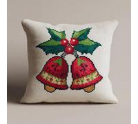 Pskgbxmu Ensemble De Broderie Coussin Au Point De Croix Kits De Points De Croix Estampillés DIY Main Brodé Housse sans Noyau d'oreiller Carillon de Noël 45x45 cm