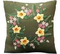 Pskgbxmu Ensemble De Broderie Coussin Au Point De Croix Kits De Points De Croix Estampillés DIY Main Brodé Housse sans Noyau d'oreiller Petite fleur 45x45 cm