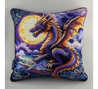 Pskgbxmu Ensemble De Broderie Coussin Au Point De Croix Kits De Points De Croix Estampillés DIY Main Brodé Housse sans Noyau d'oreiller Dragon 45x45 cm