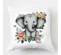 Pskgbxmu Ensemble De Broderie Coussin Au Point De Croix Kits De Points De Croix Estampillés DIY Main Brodé Housse sans Noyau d'oreiller Bébé éléphant 45x45 cm