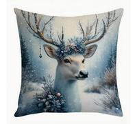 Pskgbxmu Ensemble De Broderie Coussin Au Point De Croix Kits De Points De Croix Estampillés DIY Main Brodé Housse sans Noyau d'oreiller Cerf 45x45 cm