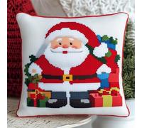 Pskgbxmu Ensemble De Broderie Coussin Au Point De Croix Kits De Points De Croix Estampillés DIY Main Brodé Housse sans Noyau d'oreiller Père Noël 45x45 cm