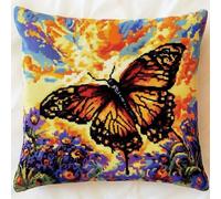 Pskgbxmu Ensemble De Broderie Coussin Au Point De Croix Kits De Points De Croix Estampillés DIY Main Brodé Housse sans Noyau d'oreiller Papillon 45x45 cm