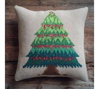 Pskgbxmu Ensemble De Broderie Coussin Au Point De Croix Kits De Points De Croix Estampillés DIY Main Brodé Housse sans Noyau d'oreiller Sapin de Noël 45x45 cm