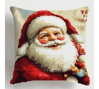 Pskgbxmu Ensemble De Broderie Coussin Au Point De Croix Kits De Points De Croix Estampillés DIY Main Brodé Housse sans Noyau d'oreiller Père Noël 45x45 cm