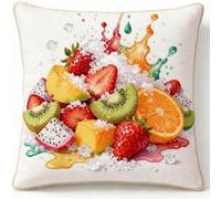 Pskgbxmu Kit Coussin Au Point De Croix 11Ct Le Ensemble De Broderie Sans Noyau D'Oreiller DIY Couture Broderie Kits Fruits frais 45 x 45 cm