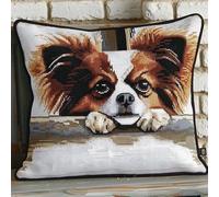 Pskgbxmu Kit Coussin Au Point De Croix 11Ct Le Ensemble De Broderie Sans Noyau D'Oreiller DIY Couture Broderie Kits Chiot 45x45 cm