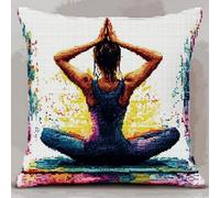 Pskgbxmu Kit Coussin Au Point De Croix 11Ct Le Ensemble De Broderie Sans Noyau D'Oreiller DIY Couture Broderie Kits Danseuse 45x45 cm