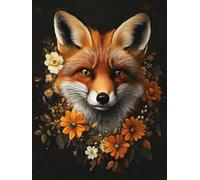 Pskgbxmu Kit estampillée au point de croix 11CT Canevas Broderie Animaux : Renard DIY Adultes Débutant Compté Point de Croix art Kits 40x50 cm