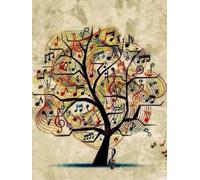 Pskgbxmu Kit estampillée au point de croix 11CT Canevas Broderie arbre à musique DIY Adultes Débutant Compté Point de Croix art Kits 40x50 cm