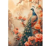 Pskgbxmu Kit estampillée au point de croix 11CT Canevas Broderie Arbre à paon DIY Adultes Débutant Compté Point de Croix art Kits 40x50 cm