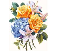 Pskgbxmu Kit estampillée au point de croix 11CT Canevas Broderie Bouquet DIY Adultes Débutant Compté Point de Croix art Kits 40x50 cm