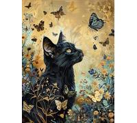 Pskgbxmu Kit estampillée au point de croix 11CT Canevas Broderie Chat avec papillon DIY Adultes Débutant Compté Point de Croix art Kits 40x50 cm