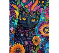 Pskgbxmu Kit estampillée au point de croix 11CT Canevas Broderie Chat calligraphie DIY Adultes Débutant Compté Point de Croix art Kits 40x50 cm