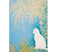 Pskgbxmu Kit estampillée au point de croix 11CT Canevas Broderie Chaton au bord de la rivière DIY Adultes Débutant Compté Point de Croix art Kits 40x50 cm
