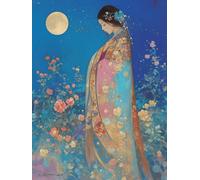 Pskgbxmu Kit estampillée au point de croix 11CT Canevas Broderie Fée de la lune DIY Adultes Débutant Compté Point de Croix art Kits 40x50 cm