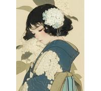 Pskgbxmu Kit estampillée au point de croix 11CT Canevas Broderie Fille en kimono DIY Adultes Débutant Compté Point de Croix art Kits 40x50 cm