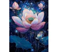 Pskgbxmu Kit estampillée au point de croix 11CT Canevas Broderie Lotus éclatant DIY Adultes Débutant Compté Point de Croix art Kits 40x50 cm