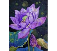 Pskgbxmu Kit estampillée au point de croix 11CT Canevas Broderie Lotus violet DIY Adultes Débutant Compté Point de Croix art Kits 40x50 cm