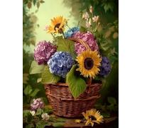 Pskgbxmu Kit estampillée au point de croix 11CT Canevas Broderie Panier de fleurs DIY Adultes Débutant Compté Point de Croix art Kits 40x50 cm