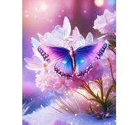 Pskgbxmu Kit estampillée au point de croix 11CT Canevas Broderie Papillon coloré DIY Adultes Débutant Compté Point de Croix art Kits 40x50 cm